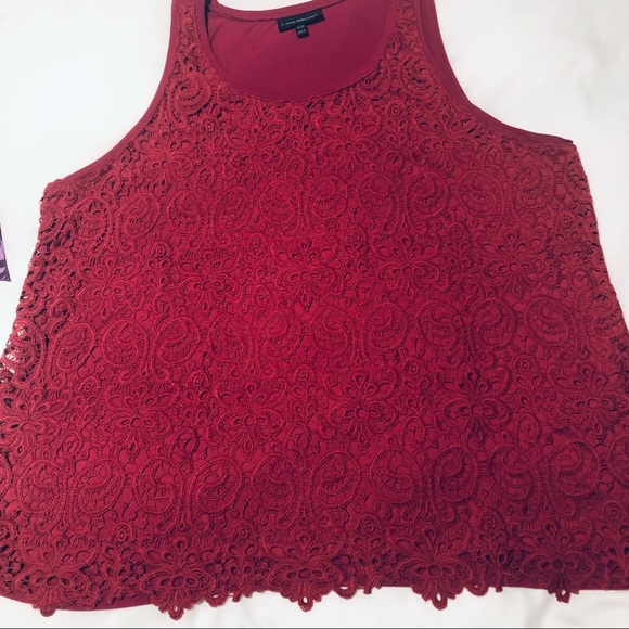 Plus Size 22/24 Lane Bryant Jacquard Lace Tank Top Red - Picture 5 of 11
